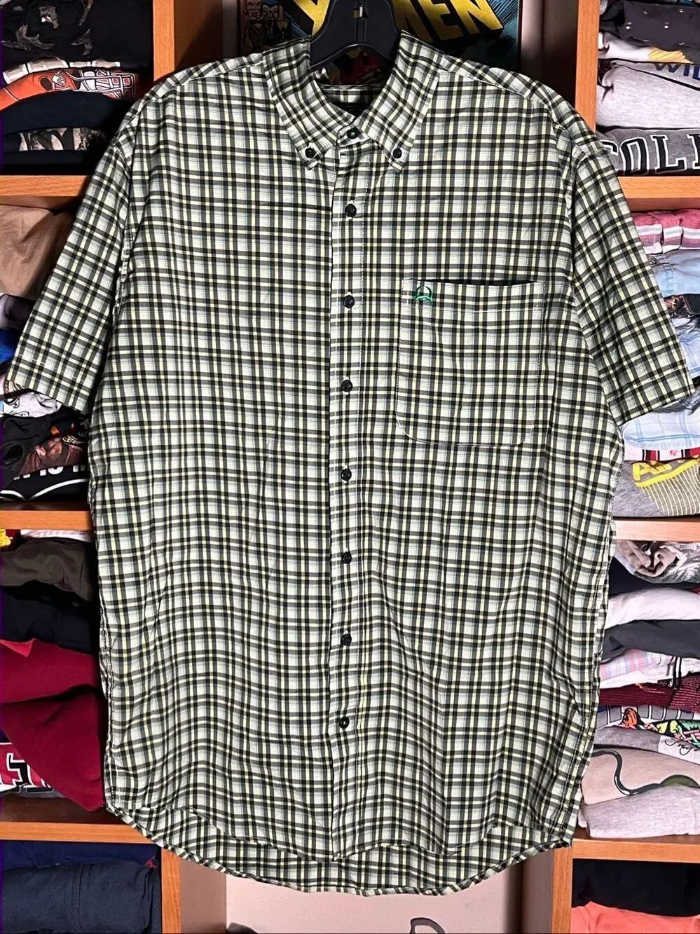 Cinch Men’s Plaid Stretch Short Sleeve Button Shirt Small